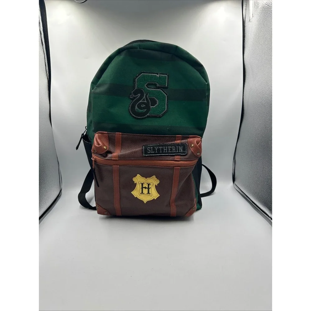 Harry Potter Backpack Green Slytherin House Striped Patch Excellent